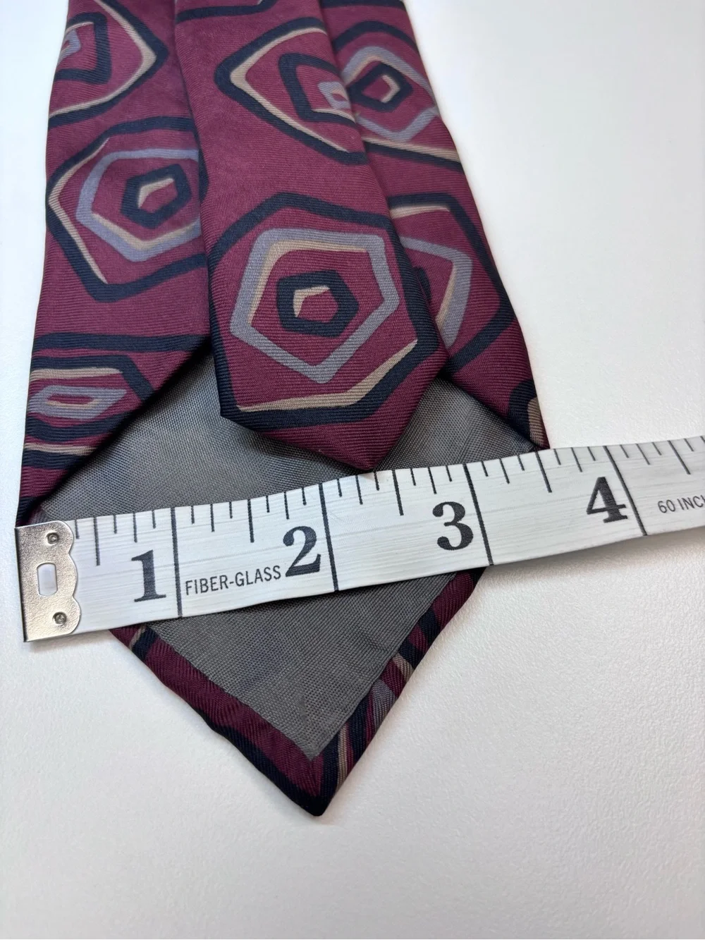 Mezzo Matteo Men's Burgundy Geometric Tie Vintage 100% Silk EUC